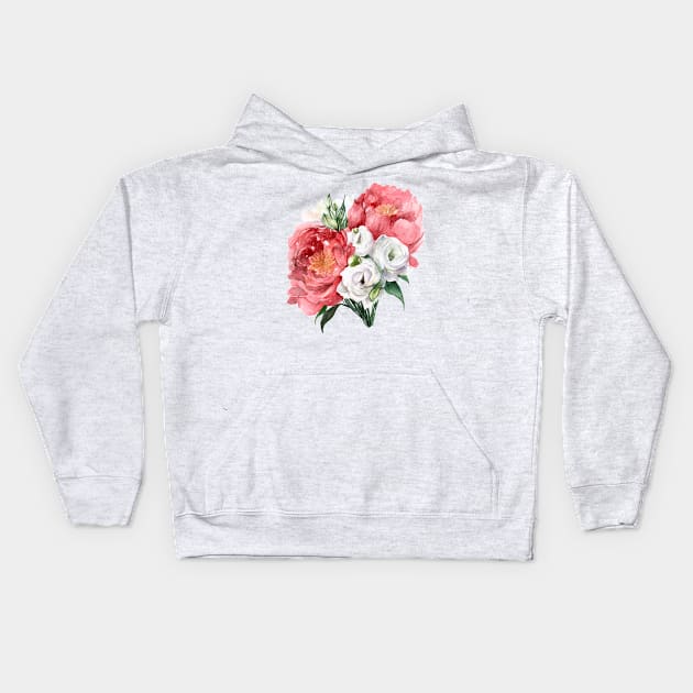 Peony Bouquet Kids Hoodie by artofsuff